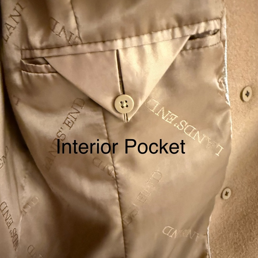 Lands’ End Wool Peacoat Camel Tan Color - Picture 7 of 9